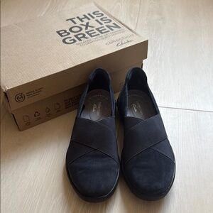 Clarks Dark Suede Navy Blue Flats Comfort Loafers